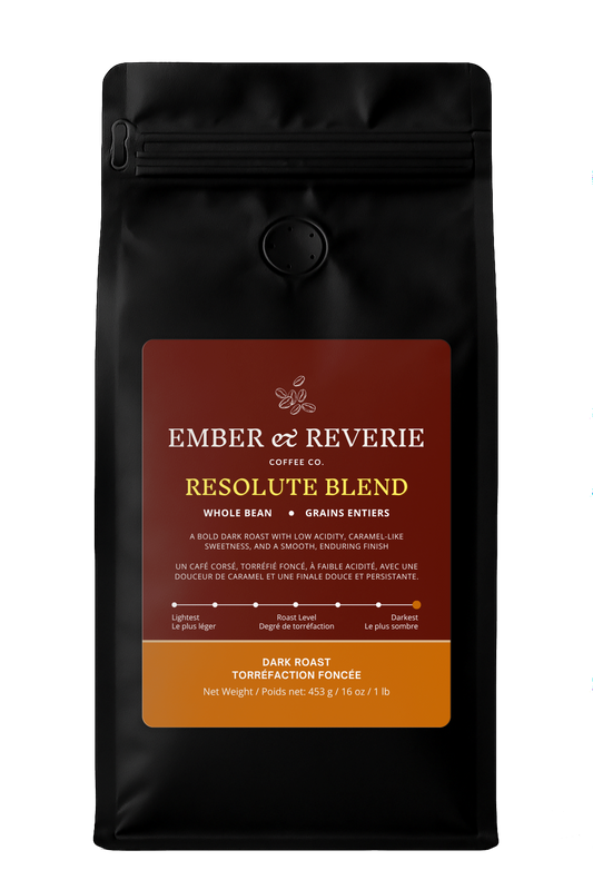 Resolute Blend – Low Acidity Dark Roast – 16 oz